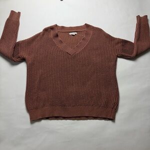 Aeropostale Brown Rust Cozy V-Neck Sweater